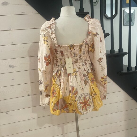 02 Anthropologie Let Me Be poplin babydoll blouse NWT Size Medium - Picture 9 of 11